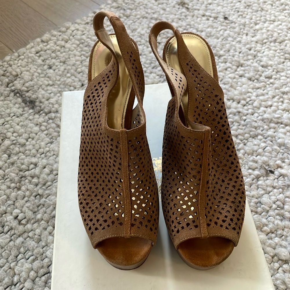 Coach Suede platform open Toe shoes